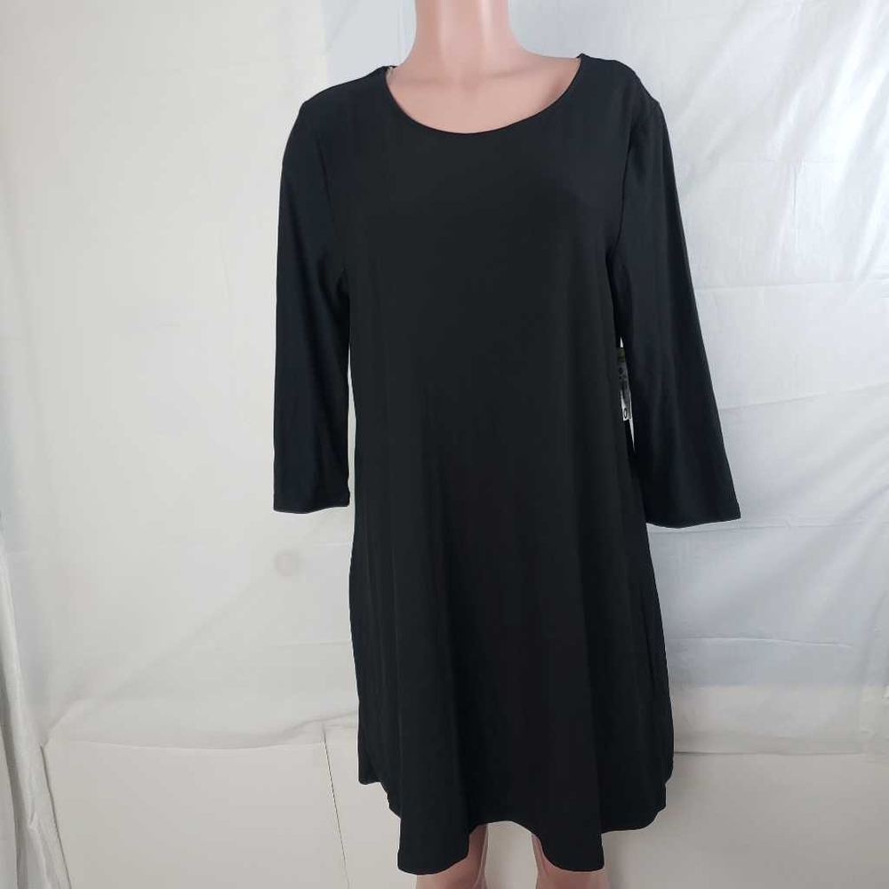 Bobbie Brooks Womens A Line Dress Black Keyhole Sc